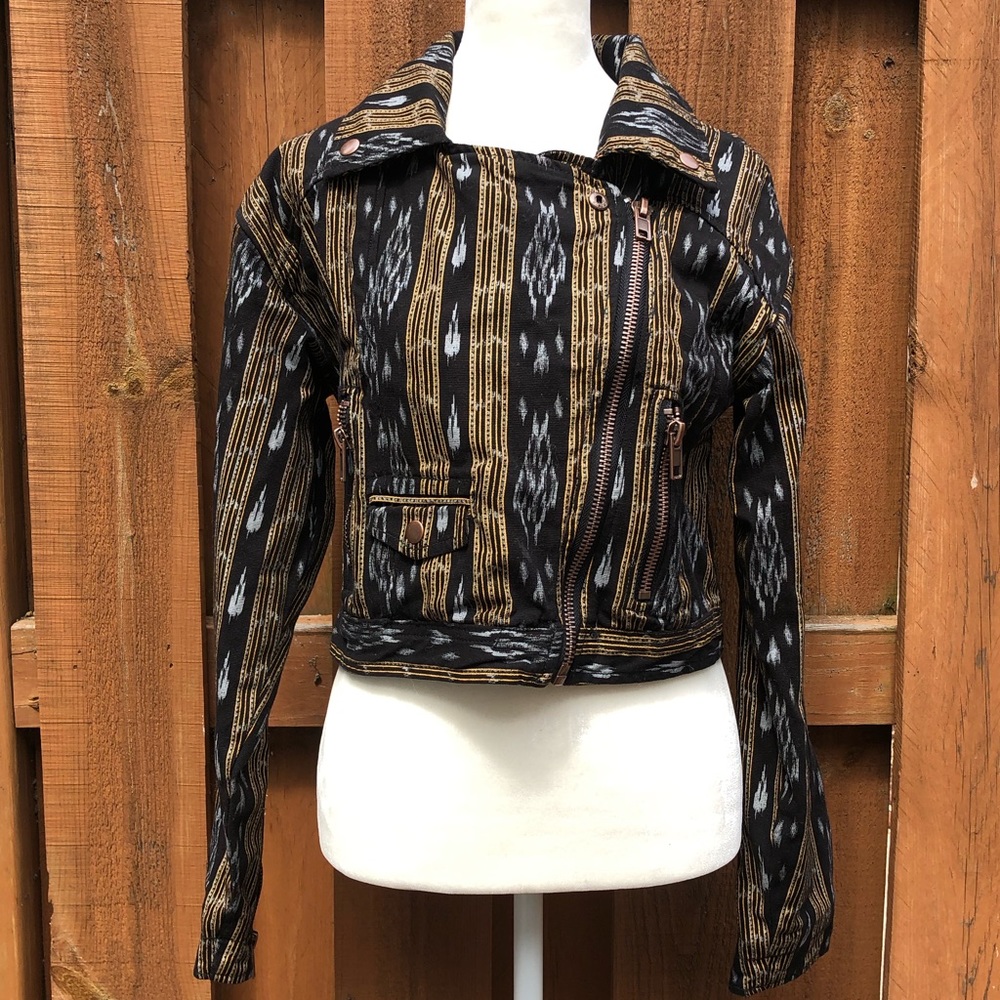 Urban Outfitters Western Rodeo Zip Moro Biker Jacket Small Pockets Snap